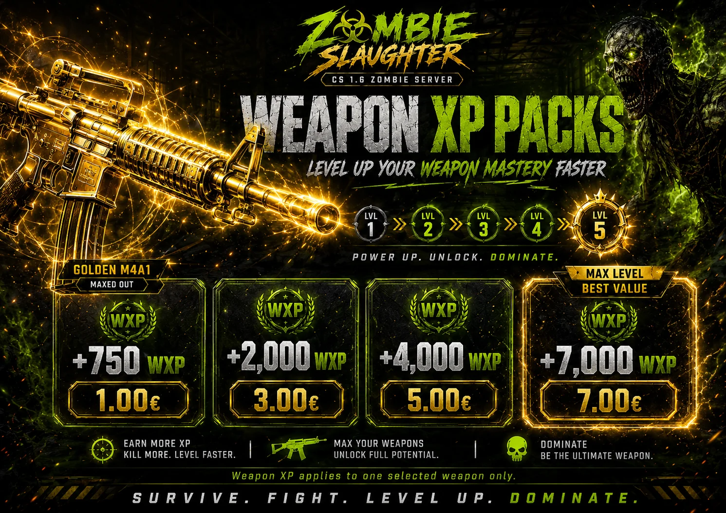 Zombie Slaughter Weapon XP packs